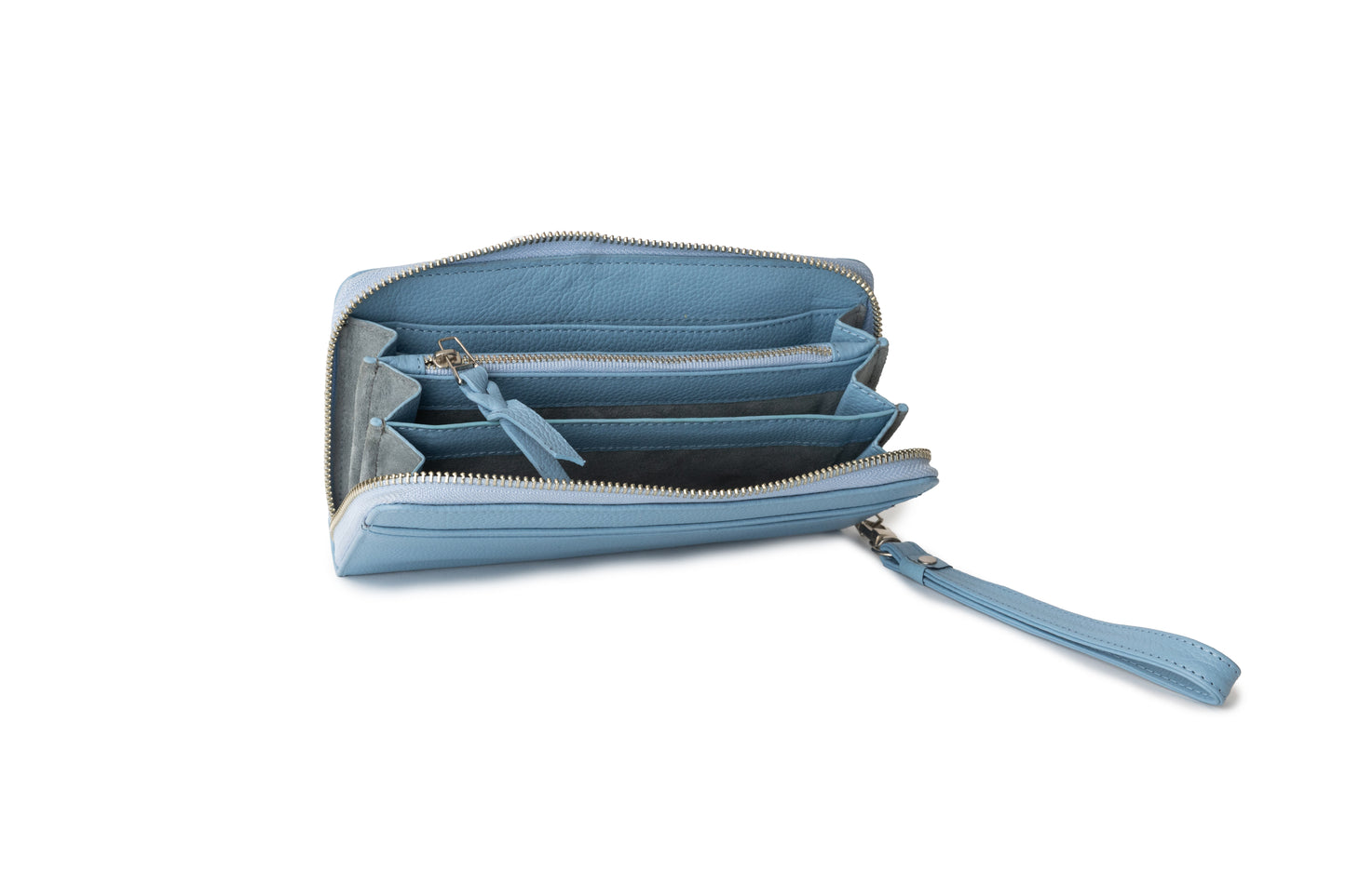 Airlie blue, blue, premium leather clutch with refined silhouette
