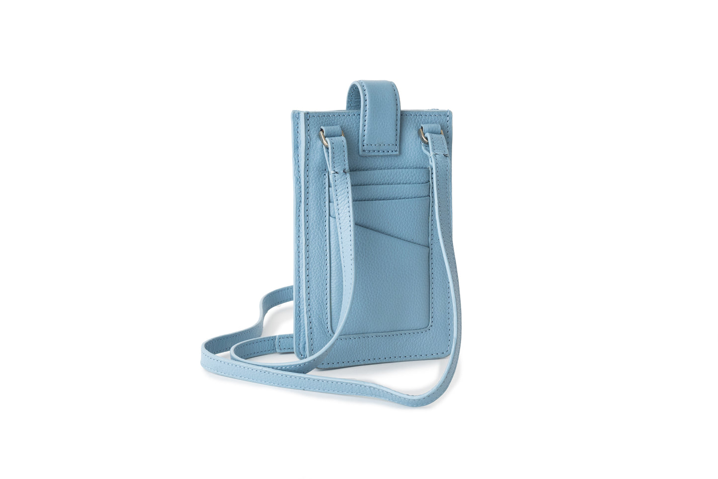 Airlie blue, blue, premium leather phone pouch, crossbody strap