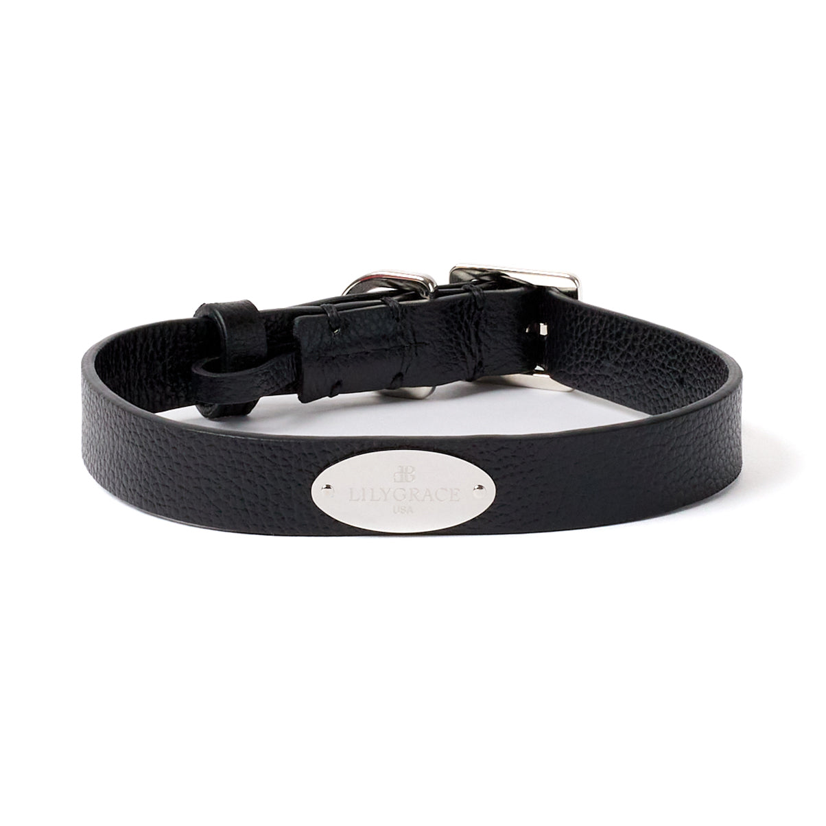 Tuxedo Black, black, premium leather collar with precision buckle and keeper