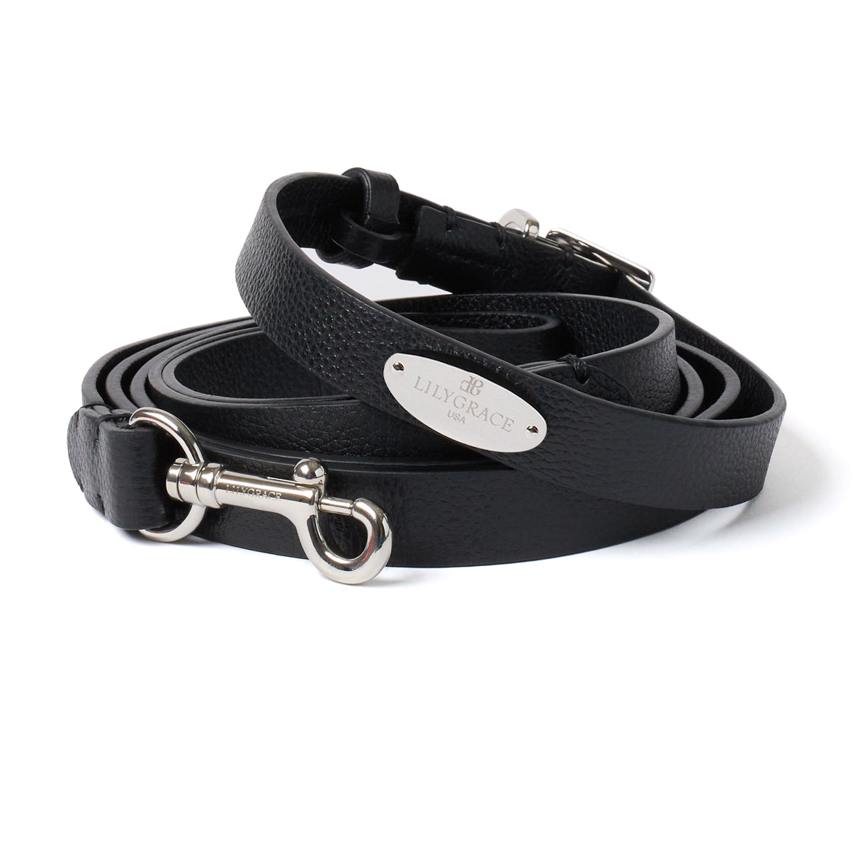 Tuxedo Black, black, premium leather collar with precision buckle and keeper