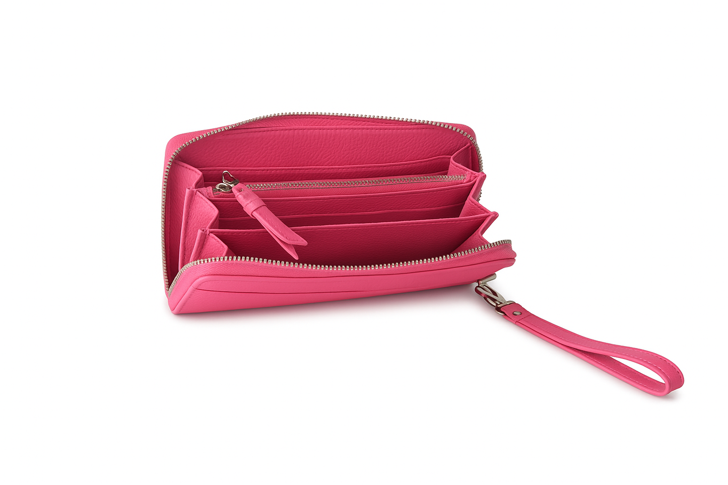 Rose Petal pink, pink, premium leather clutch with refined silhouette