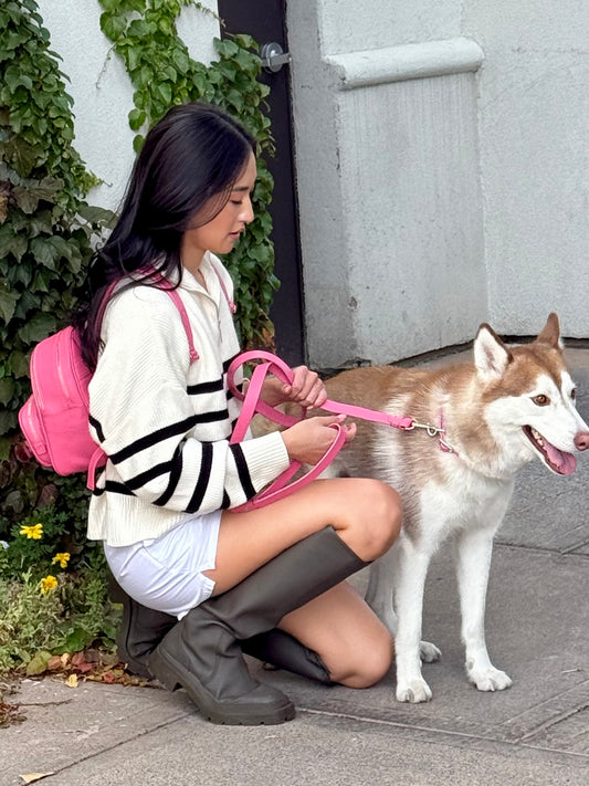 Leather Backpack - Rose Petal Pink