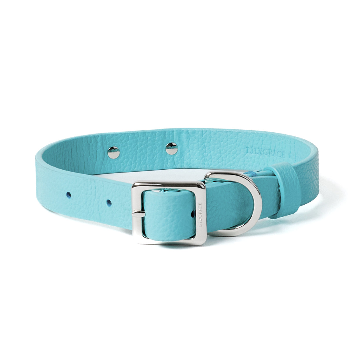 Lily Grace Blue , blue, premium leather collar with precision buckle and keeper