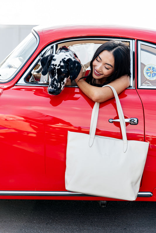 Signature Leather Tote - Cashmere Cream