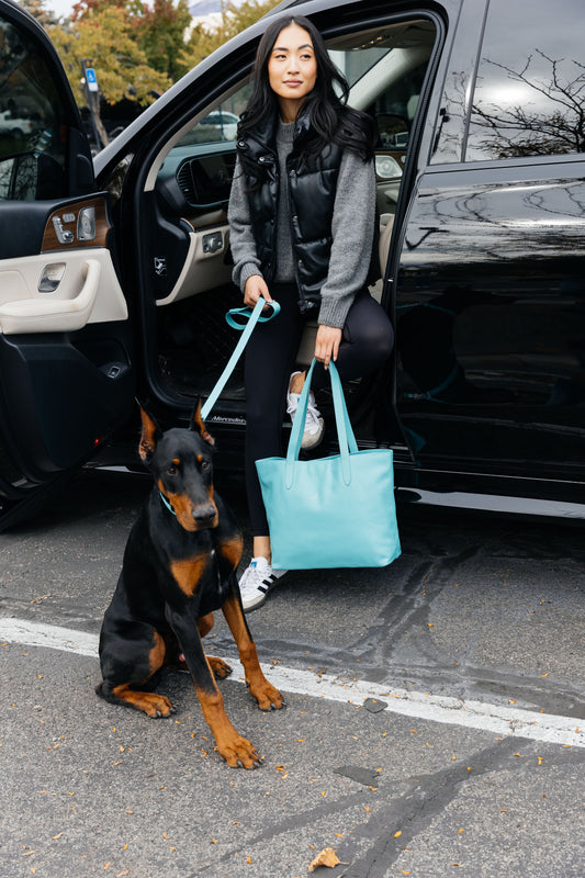 Signature Leather Tote - Lily Grace Blue