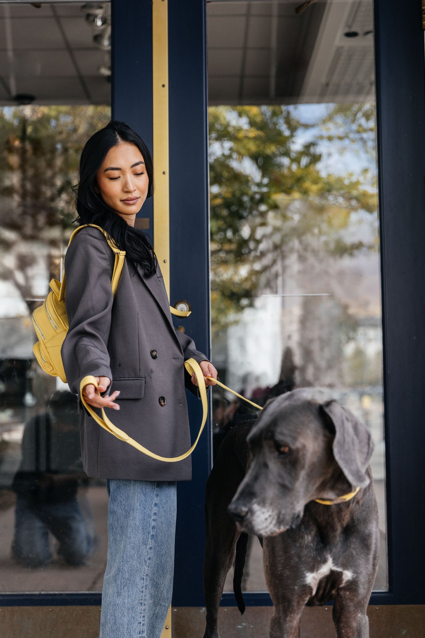 Leather Backpack - Lemon Yellow