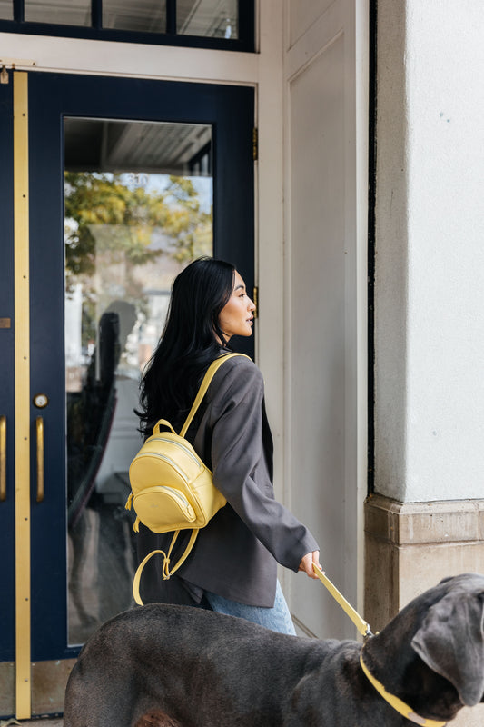 Leather Backpack - Lemon Yellow
