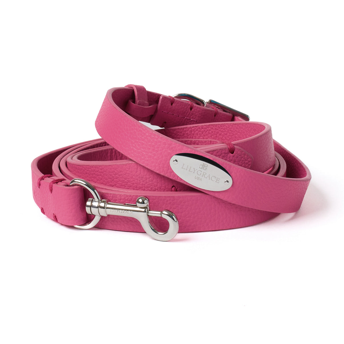Rose Petal pink, pink, premium leather collar with precision buckle and keeper