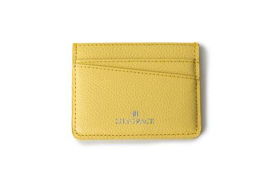 Lemon Yellow, yellow, premium leather card holder, slim profile