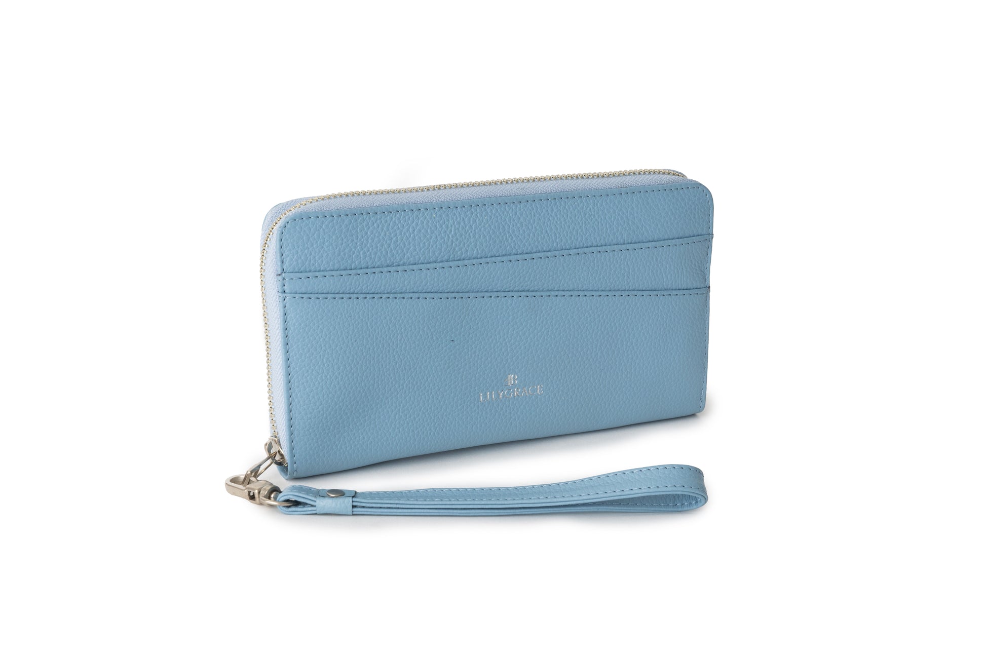 Airlie blue, blue, premium leather clutch with refined silhouette
