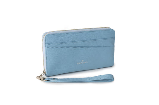 Airlie blue, blue, premium leather clutch with refined silhouette