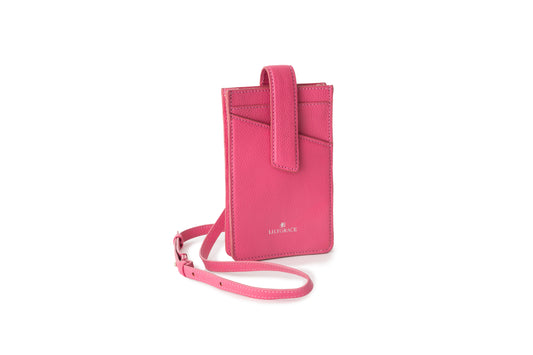 Rose Petal pink, pink, premium leather phone pouch, crossbody strap