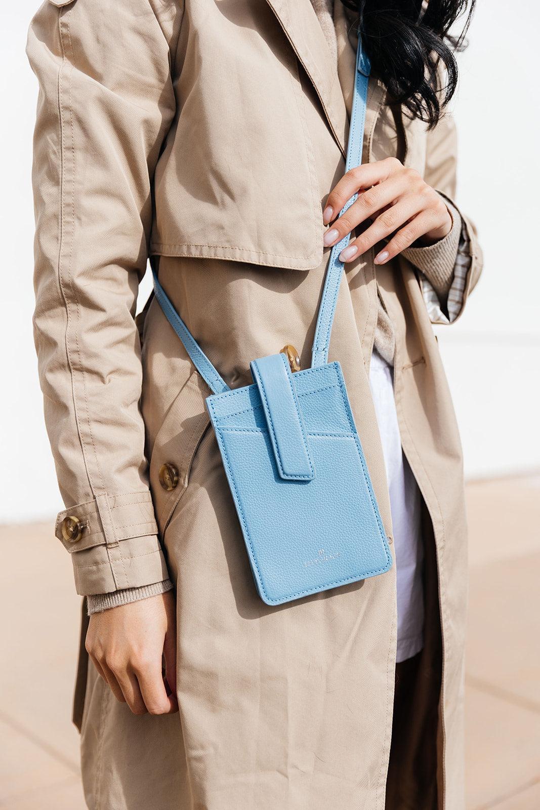Leather Phone Bag - Airlie Blue
