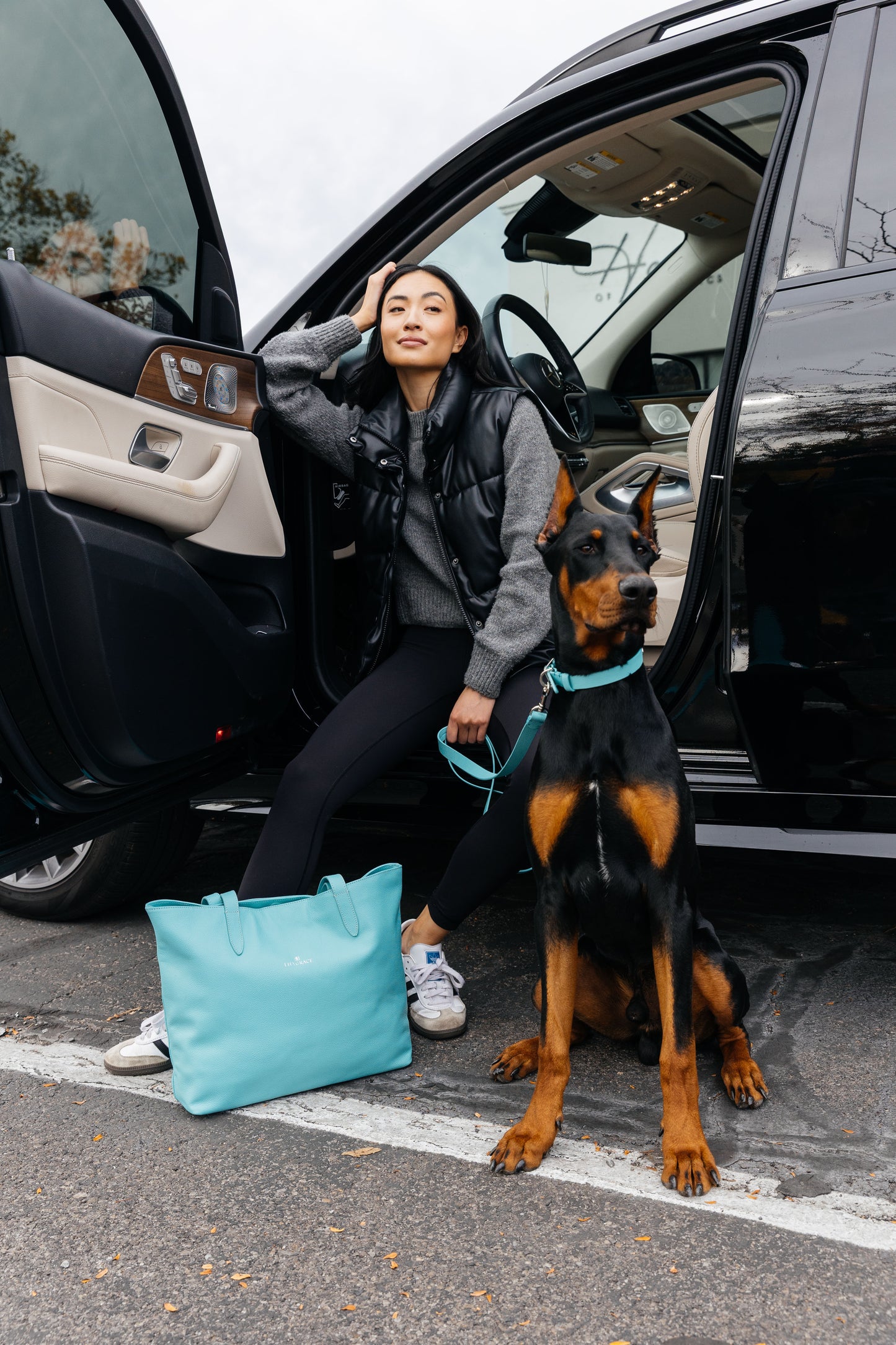 Leather Tote - Lily Grace Blue