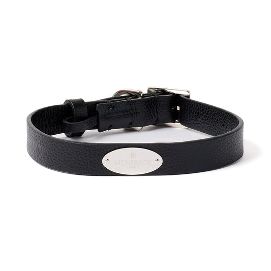Tuxedo Black, black, premium leather collar with precision buckle and keeper
