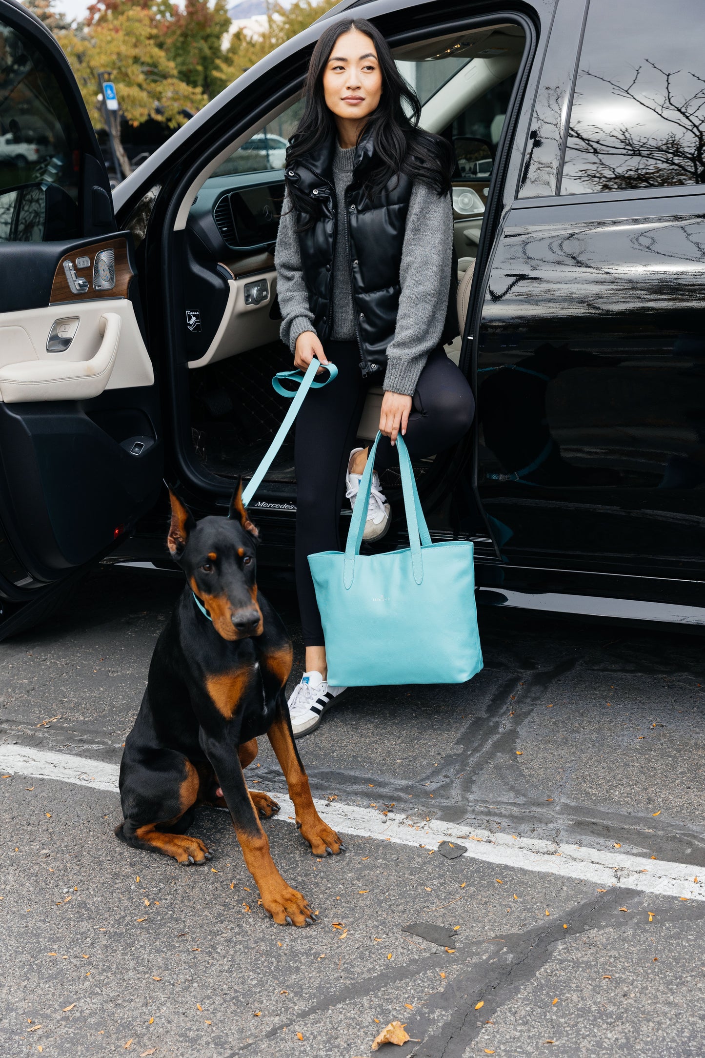 Leather Leash - Lily Grace Blue